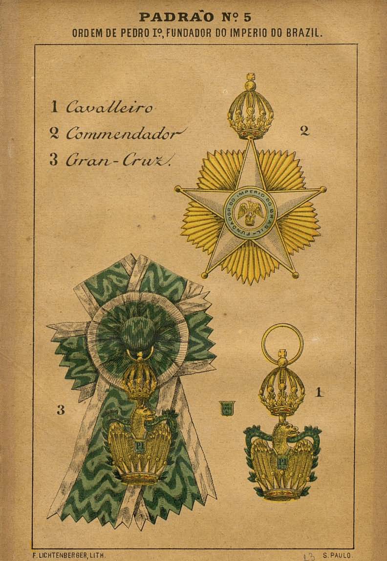 Litogravura de F. Lichtenberger – Ordens Honoríficas do Império do Brazil – 1884 (Acervo do Senado Federal)