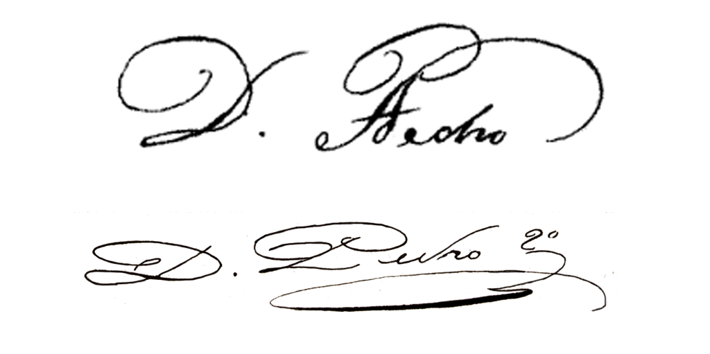 Assinaturas de Dom Pedro I e Dom Pedro II
